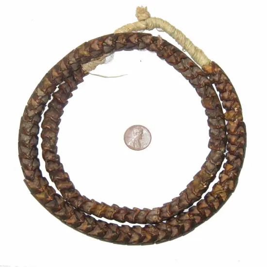 The Bead Chest Real Snake Vertebrae Beads from Africa Large 14mm Nigeria African Brown Interlocking Bone Large Hole 32-34 Inch Strand Handmade {2}
