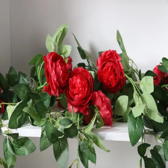 8.2Ft Artificial Peony Flower Garland Hanging Greenery Vine {2}