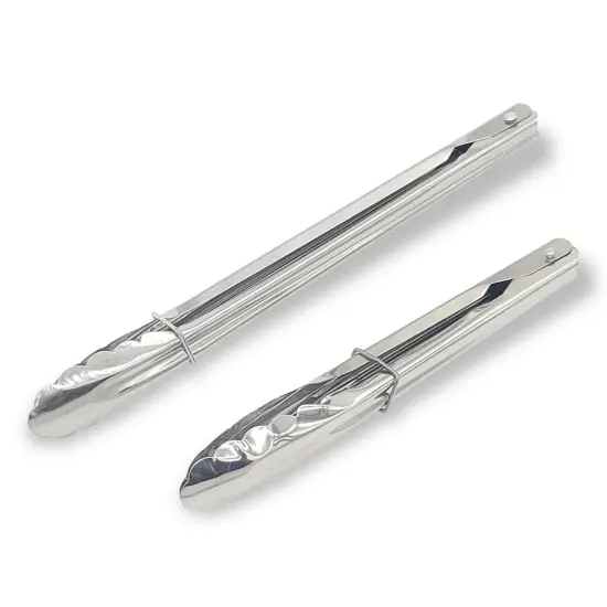 Handy Housewares 2-Piece Scalloped Metal Barbecue BBQ Tongs Set - 11" and 9" Long {1}