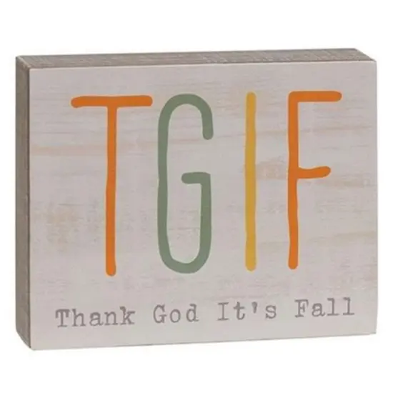 Multi-Color Autumnal Wooden Decor Block &ldquo;Thank God It&rsquo;s Fall&rdquo; Seasonal Home Accent {1}
