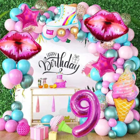 7pcs Pink Balloon Hot Pink Princess Foil Balloon(pink) {5}