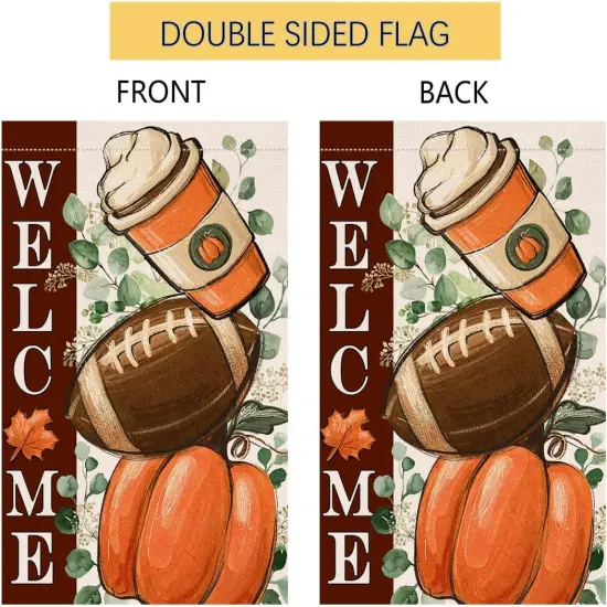 Fall Football Pumpkin Garden Flag 12x18(Orange) {2}