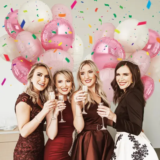 20PCS 18 Inch Round Foil Balloon(Pink Cream White) {3}