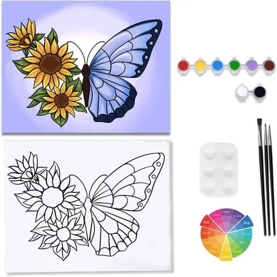 Sunflower Butterfly Canvas Painting Kits {1}