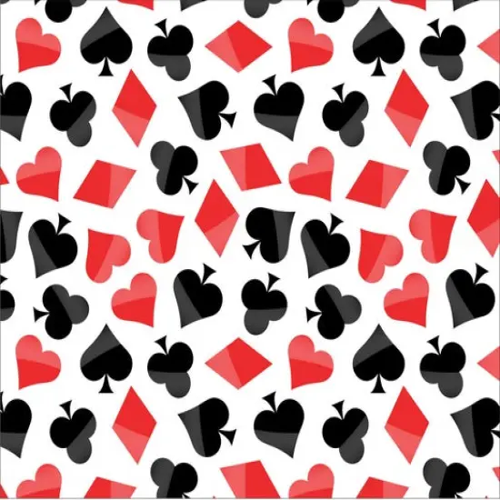 David Textiles Poker Symbols Black/Red on White Cotton Fabric by the Yard {1}