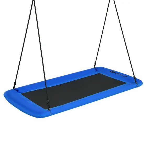 60 Inch Tree Swing with Strong Steel Frame and Oxford Cloth Seat for Garden Yard and Family Fun Blue & Orange {8}