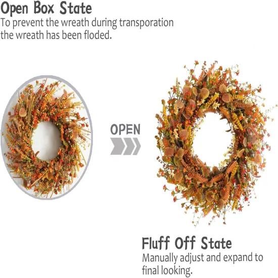 24 Inch Fall Wreath with Flowers {4}