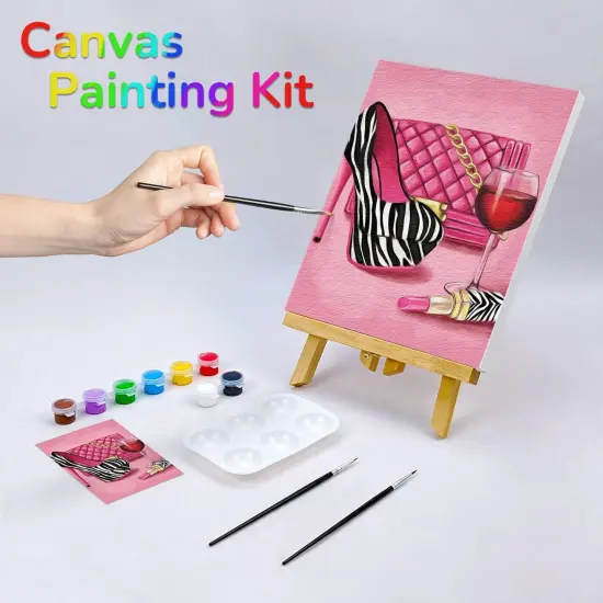 Pre Drawn Canvas Painting Kit - Girl's Heels and Lipstick (8x10) {2}