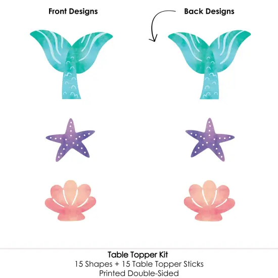 Big Dot of Happiness Mermaid Party Centerpiece Sticks, Starfish, Seashell, Mermaid Tail Birthday Supplies, Under the Sea Table Toppers - Set of 15 {6}
