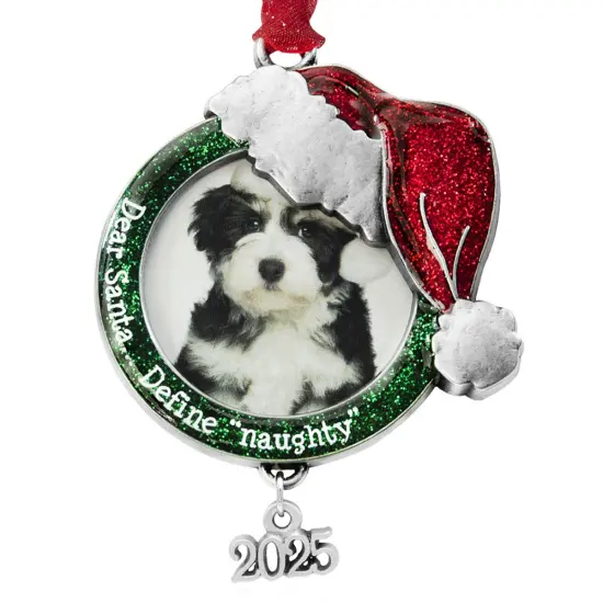 Gloria Duchin Santa Hat Photo Frame Pewter Ornament {1}