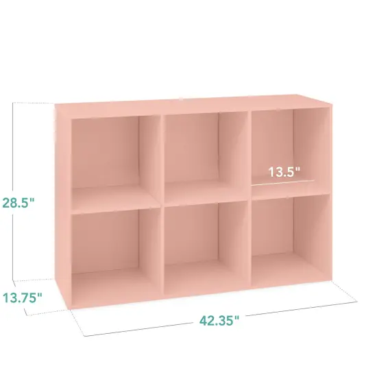 Best Choice Products 6-Cube Bookshelf, 13.5in Display Storage System, Organizer w/ Removable Back Panels Light Pink {2}