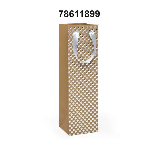 Decorative Polka Dot Wine Bag 4 1/8'' x 4 1/8'' x 14 1/4'' {3}