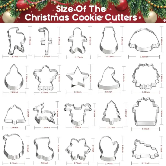 20 Pcs Christmas Cookie Cutters &ndash; Reindeer Snowflake Tree Gingerbread Santa {6}