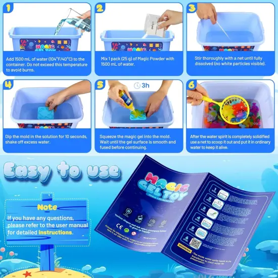 Aqua Water Fairy Gel Kit, Handmade Magic Gel Elf Water Toy, Creative Squishy Maker Toy with 20 Magic Gel and 16 Shape Molds, Birthday Gifts Crafts&Art DIY Kit for Kids 4 5 6 7 8 Years Old {4}