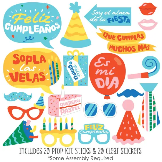 Big Dot of Happiness Feliz Cumpleanos - Happy Birthday Party Photo Booth Props Kit - 20 Count {3}