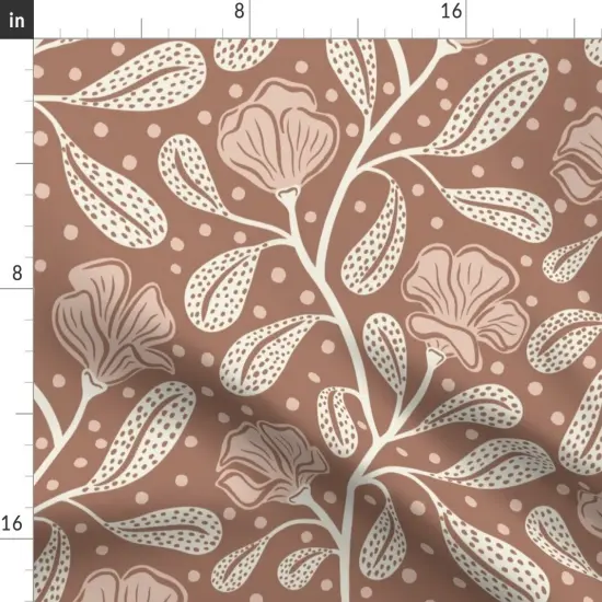 Various Fabrics by the Yard or Fat Quarter Earth Tone Floral Botanical Dots Flowers Vines Abstract Monochromatic Brown Beige Neutral Earthy Prairie Rustic Farmhouse Blush Custom Printed Fabric by Spoonflower {2}