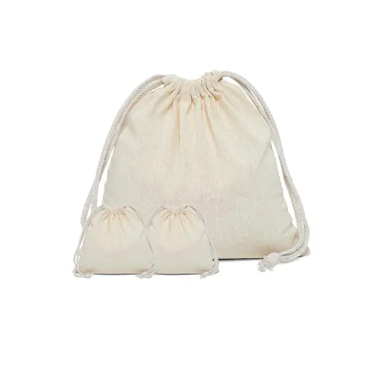 Generous 8" x 8" Plain Cotton Muslin Pouch {4}