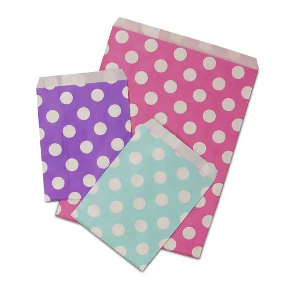 Colorful Large Dots Merchandise Bags 5 1/8" x 6 3/8" Hot Pink {5}