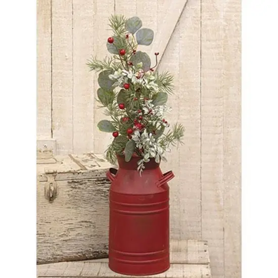 26&rdquo;High Snowy Holiday Red Berry and Bell Spray with Brown Paper-Wrapped Stem {3}