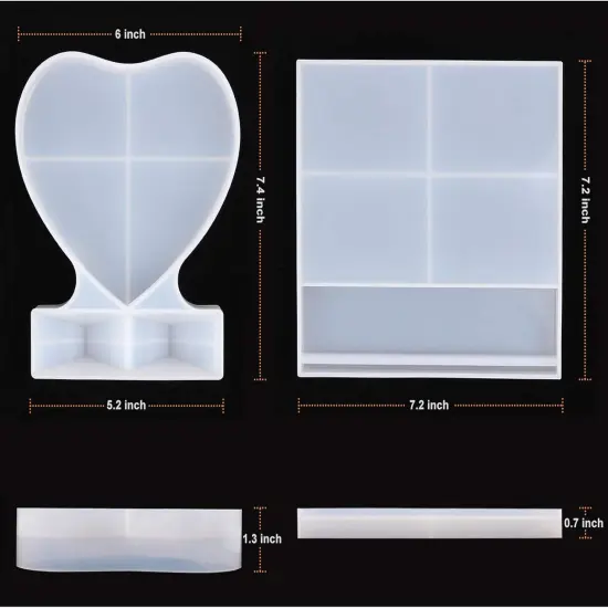 LET'S RESIN Epoxy Molds Silicone, Large Size Picture Frames Silicone Molds Rectangle & Heart Shape Epoxy Resin Molds for DIY Home Table D&eacute;cor {2}