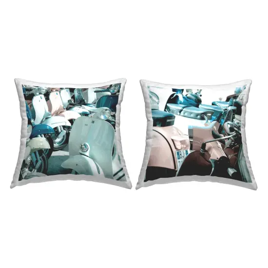 Vintage Italian Scooters 2 PC Decorative Printed Throw Pillow Set Design by Deborah Revell, 18 x 7 x 18 {1}