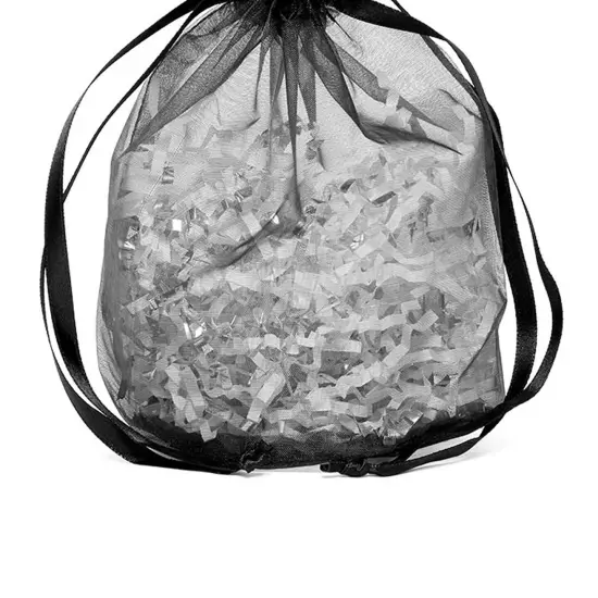 Wide Round Flat Bottom Organza Bags 9 '' X 5 1/2 '' X 12 '' for Gifts Black {3}