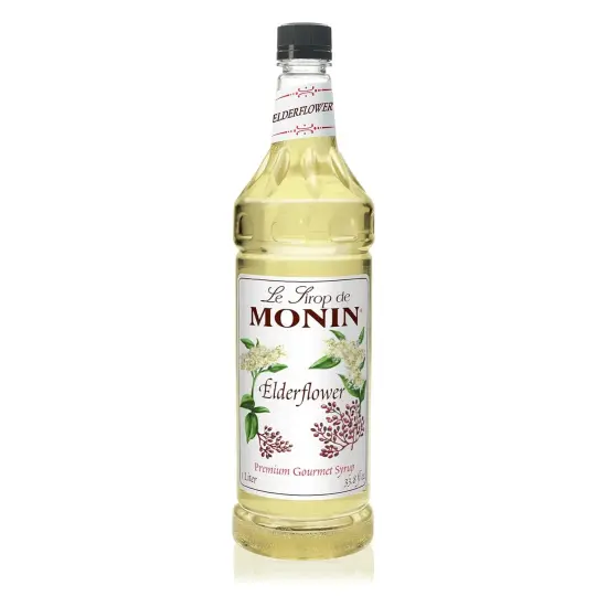 Monin - Elderflower Syrup, Delicate Scent with Floral Sweetness, Great for Cocktails, Lemonades, and Sodas, Gluten-Free, Non-GMO (1 Liter) {1}