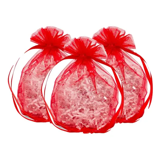 Wide Round Flat Bottom Organza Bags 9 '' X 5 1/2 '' X 12 '' for Weddings Red {5}