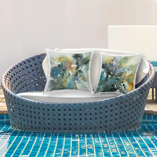 Energetic Splash Abstraction 2 PC Outdoor Printed Pillow Set Design by K. Nari, 18 x 7 x 18 {2}