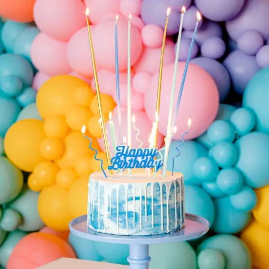 BLUE HAPPY BIRTHDAY CANDLE {3}