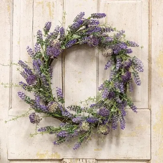 Lavender Herb Wreath with Natural Twig Base and Textured Greenery {2}