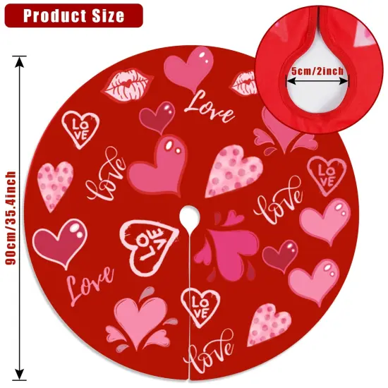 Sozize 36 Inch Valentine's Day Tree Skirt Love Heart Clover Double Sided Print Mat St. Patrick's Day Tree Skirt Christmas Tree Skirt for Holiday Party Decoration {6}