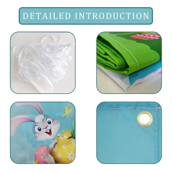 Happy Easter Banners, Welcome Spring Easter Themed Party Banner, Lawn Sign Backdrop Banner for Indoor Outdoor Easter Party Supplies(9.8 x 1.5ft) {4}