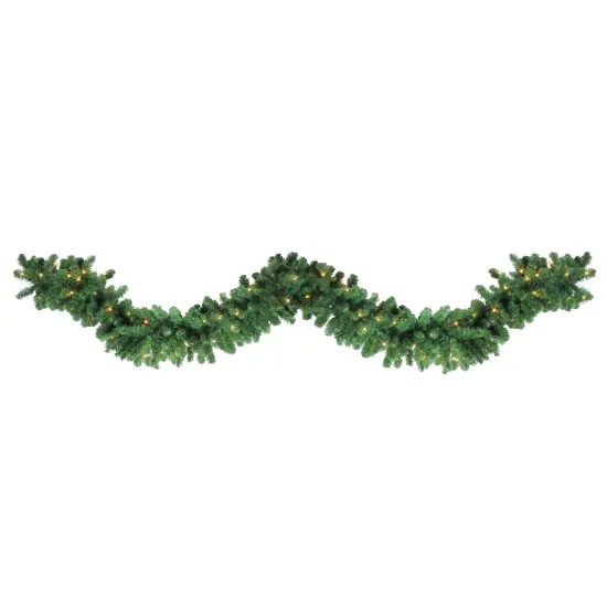 Northlight Pre-Lit Olympia Pine Artificial Christmas Garland - 9' x 14" - Warm White LED Lights Green {1}