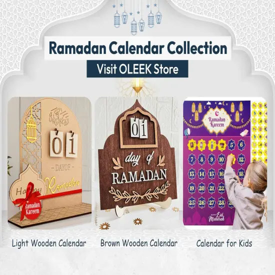 OLEEK Ramadan countdown calendar - Ramadan decorations for home 2025 - Ramadan calendar for kids - Ramadan gifts for kids - Ramadan table decor - Ramadan advent calendar - زينة رمضان كريم ديكور {2}
