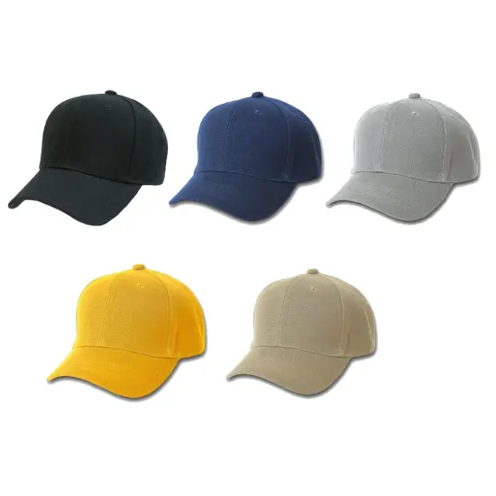 5 Pack of Plain Polyester Unisex Baseball Caps - Blank Hat with Solid Color {1}