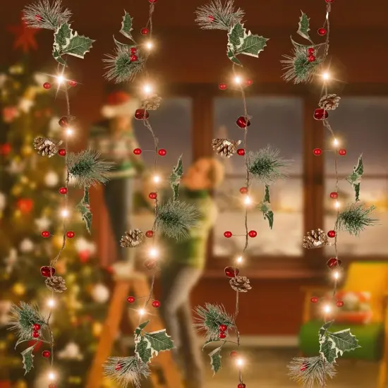 6FT Christmas Garland Pine Cones String Lights {3}