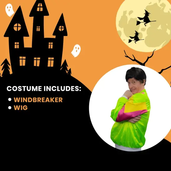 Guys 80's Windbreaker Set Includes Wig {5}