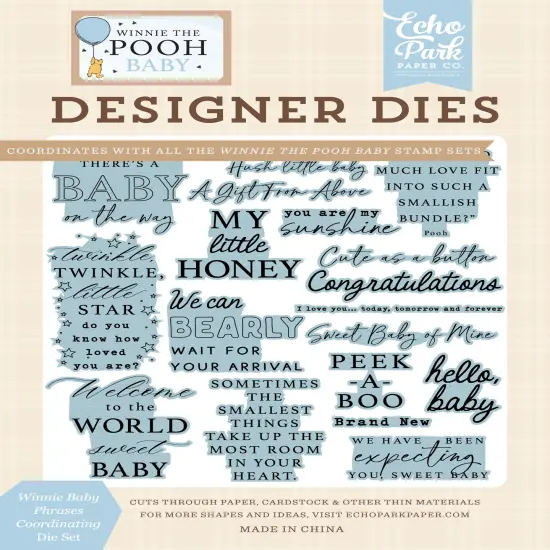 Echo Park Designer Medium Die Set-Winnie Baby Phrases {1}