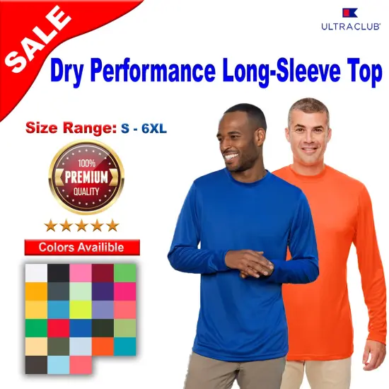 UltraClub&reg; Dry Performance Long-Sleeve Top Navy {2}