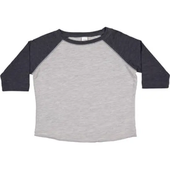 Rabbit Skins&reg; Toddler Baseball Fine Jersey Three-Quarter Sleeve T-Shirt Vn Hthr/ Vn Navy {1}