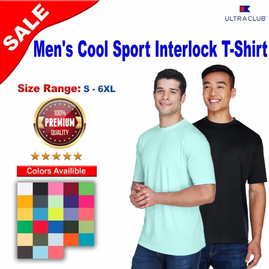 UltraClub&reg; Men's Cool & Dry Sport Performance Interlock T-Shirt Navy {2}