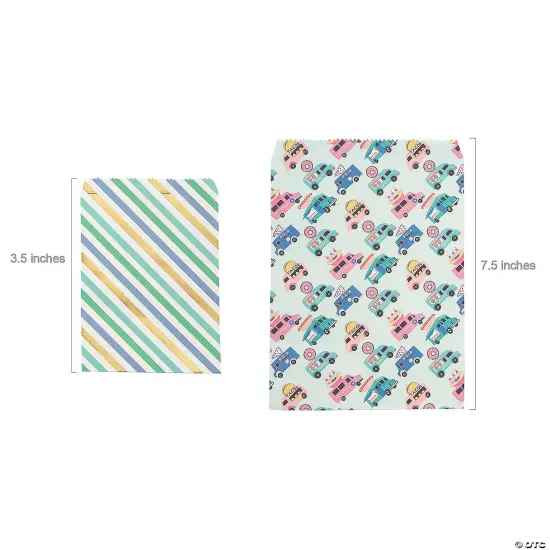 3 1/2" - 4 1/2" Large, Medium & Small Paper Food Truck Party Treat Bags 12 Pc. {3}