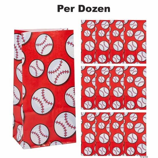 5 1/4" x 10" Baseball Paper Treat Bags - 12 Pc. {1}