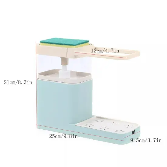 4 in 1 Dish Soap Dispenser Sink Pump Sponge Caddy Countertop Rack for Kitchen {3}