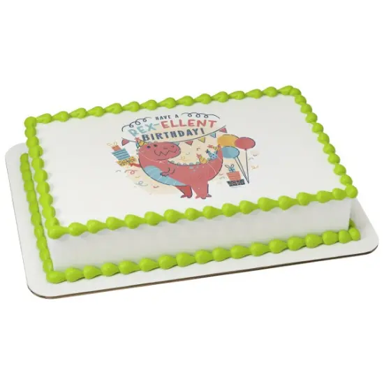 Have A Rex-ellent Birthday! Edible Cake Topper Image 1/4 sheet {1}