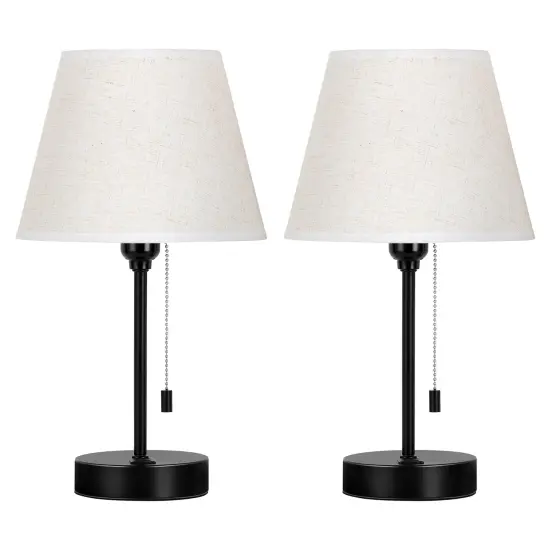 Modern Desk Lamps with Fabric Lampshade Nightstand Lamps {1}