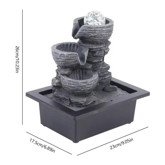 Indoor Tabletop Water Fountain with LED Light Portable Ornament Waterfall w/ LED {3}