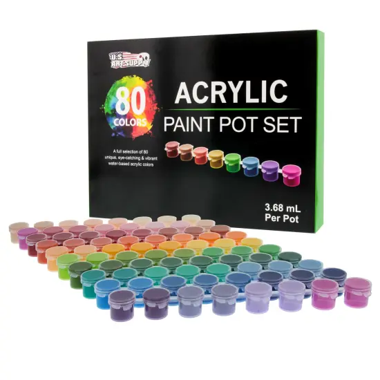 Professional 80 Color Set of Acrylic Paint Pot Set - 3.68mL Pots - Rich Vivid Colors for Artists, Students, Beginners - Canvas Portrait Paintings {1}