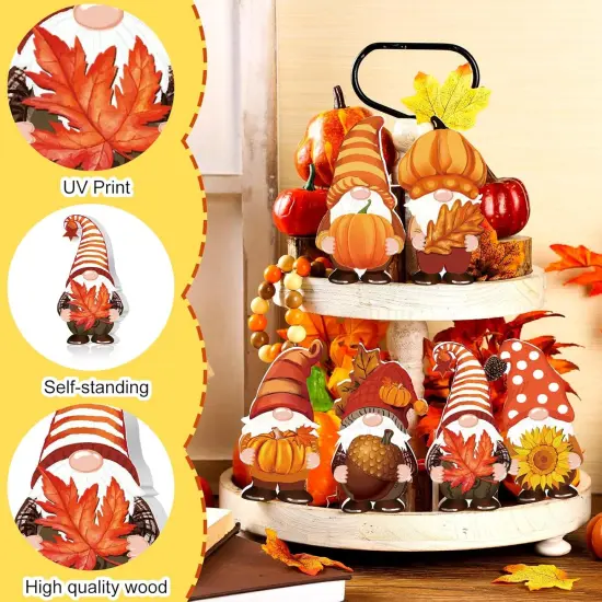 Thanksgiving Wooden Signs Autumn Gnomes Tabletop Decor(Cute Gnome) {4}
